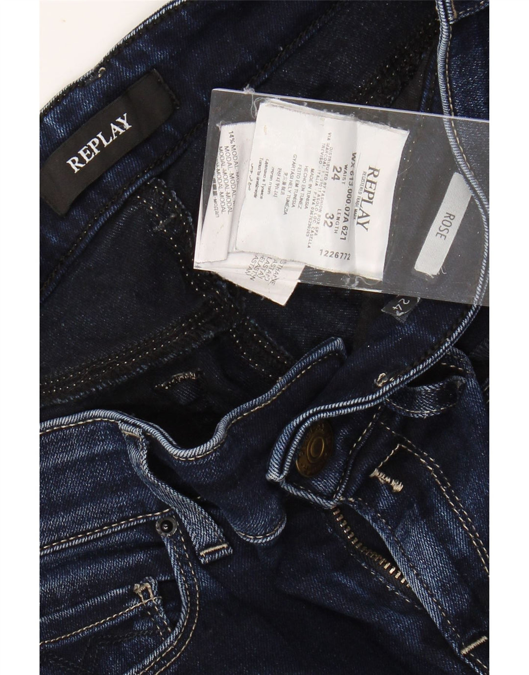 REPLAY Γυναικείο Ροζ Skinny Jeans W24 L32 Navy Blue Viscose
