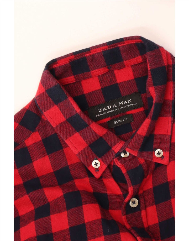 Ανδρικό φανελένιο πουκάμισο Zara, μεσαίο κόκκινο Gingham