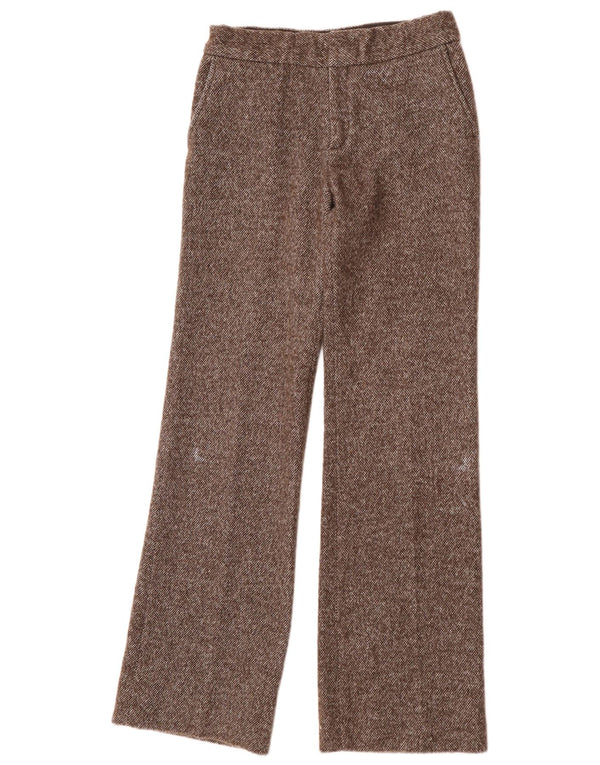 Zara Γυναικείο ίσιο παντελόνι Chino EU 36 XS W26 L33 Μαλλί με λυγισμένα καφέ