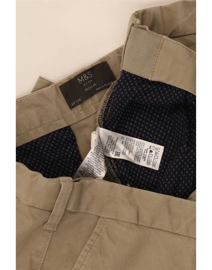Marks & Spencer Ανδρικό κανονικό παντελόνι Chino W40 L29 Μπεζ βαμβακερό