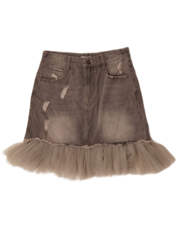 Γυναικεία τζιν φούστα ταλαιπωρημένης OVS Medium W27 Γκρι βαμβακερή