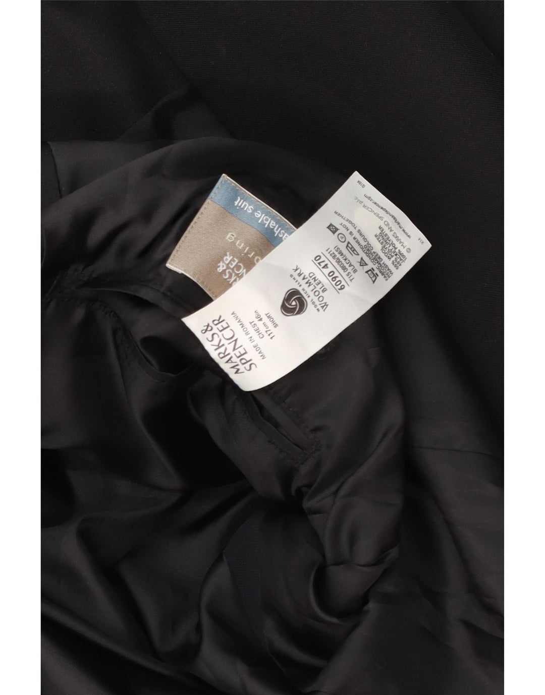 Marks & Spencer Ανδρικό σακάκι σακάκι 2 κουμπιών UK 46 XL μαύρο μαλλί