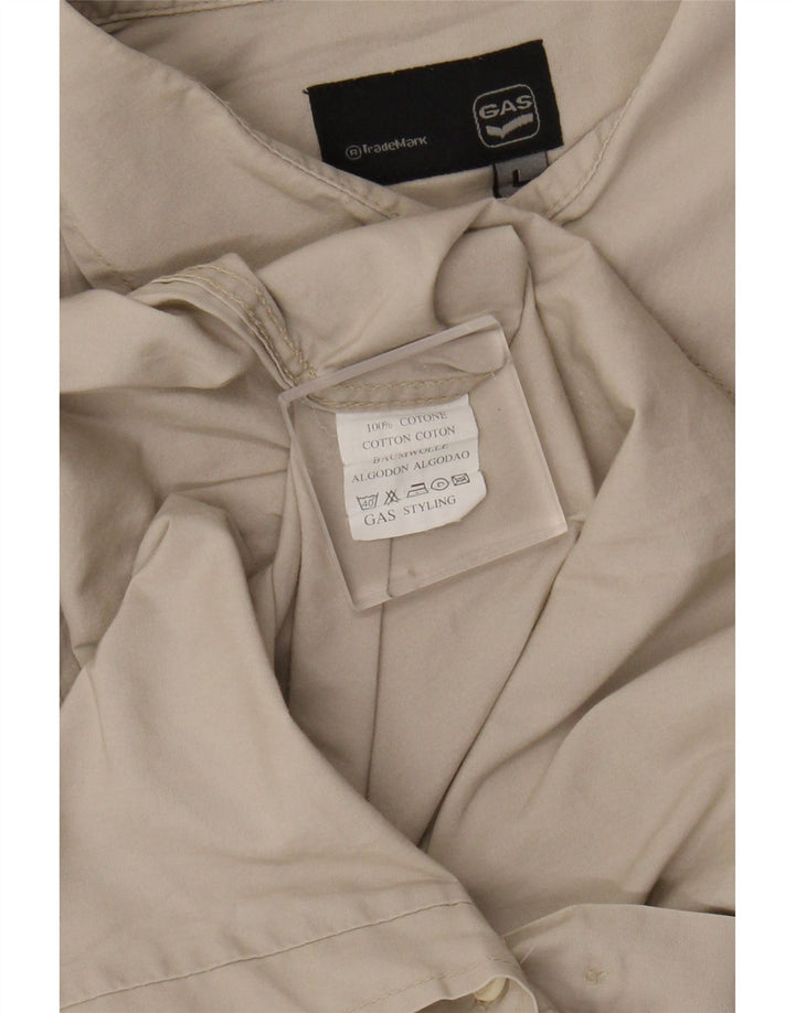 Ανδρικό κοντομάνικο Gas Στρατιωτικό πουκάμισο μεγάλο μπεζ βαμβακερό