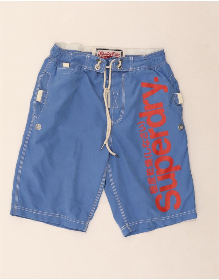 Ανδρικό γραφικό σορτς κολύμβησης Superdry με μεσαίο μπλε πολυεστέρα