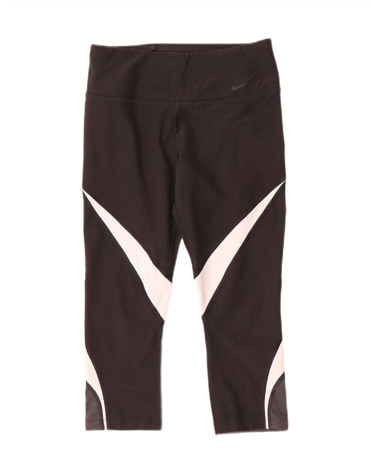 Γυναικεία Nike Dri Fit Capri leggings UK 10 Small Black Colourblock Polyester