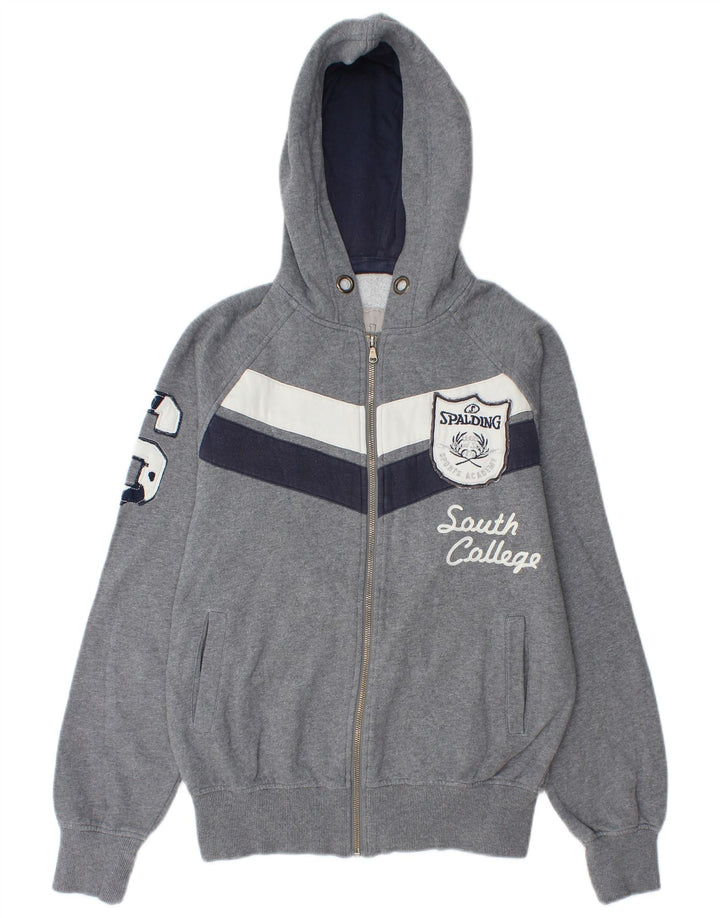 SPALDING Ανδρικό πουλόβερ με κουκούλα με φερμουάρ, μεσαίο γκρι, βαμβακερό