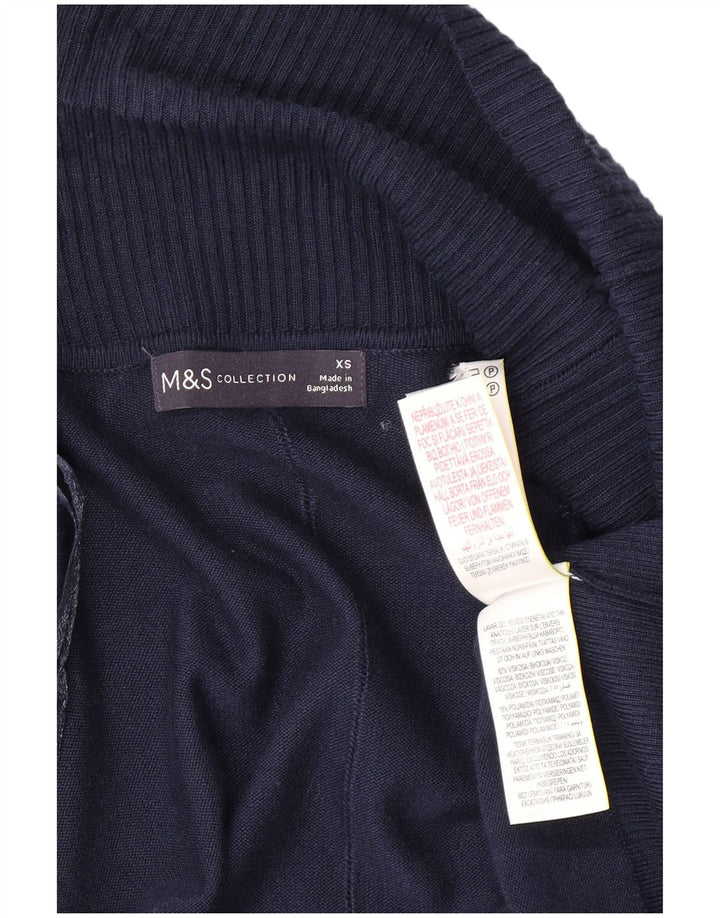 MARKS & SPENCER Γυναικείο Longline ανοιχτό πουλόβερ ζακέτα UK 6 XS Navy Blue
