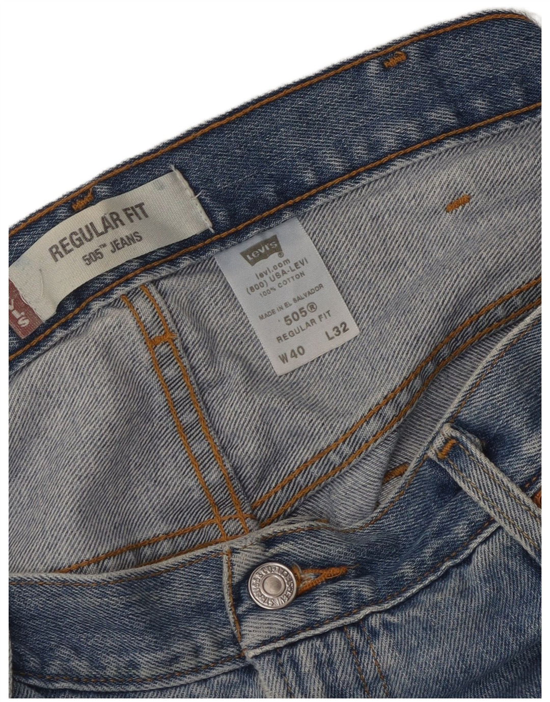 Levi's Mens 505 Regular Fit Straight Jeans W40 L32 Μπλε βαμβακερό