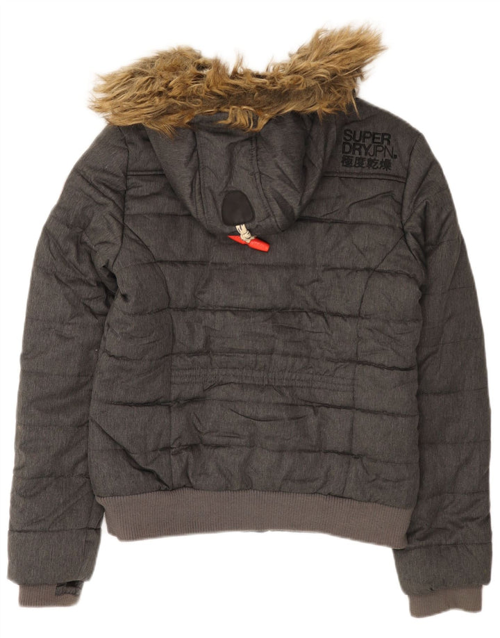 Γυναικείο μπουφάν με κουκούλα Superdry UK 12 Medium Grey Polyester