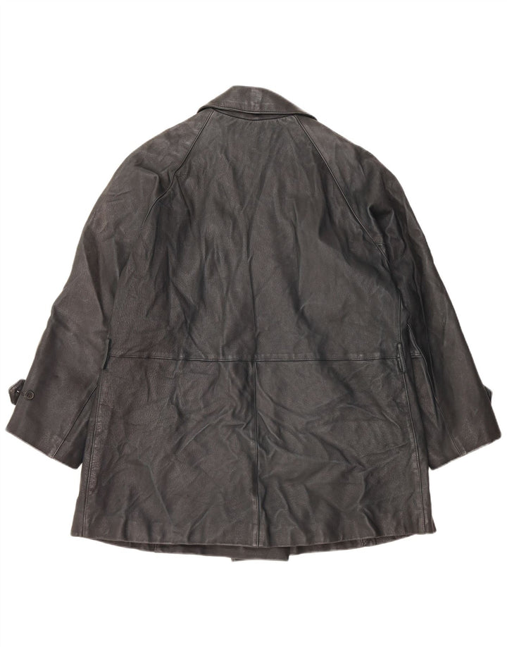 Vintage Γυναικείο Oversized Διπλό Μπουφάν IT 42 Μεσαίο Μαύρο Δερμάτινο