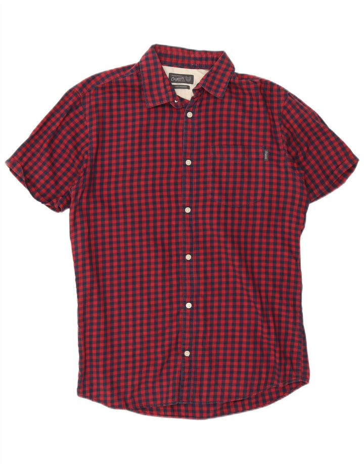 Jack & Jones Ανδρικό κοντομάνικο πουκάμισο Μεσαίο κόκκινο βαμβακερό Gingham