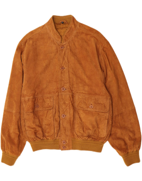 Vintage Ανδρικό Suede Bomber Jacket IT 54 2XL Καφέ Δερμάτινο