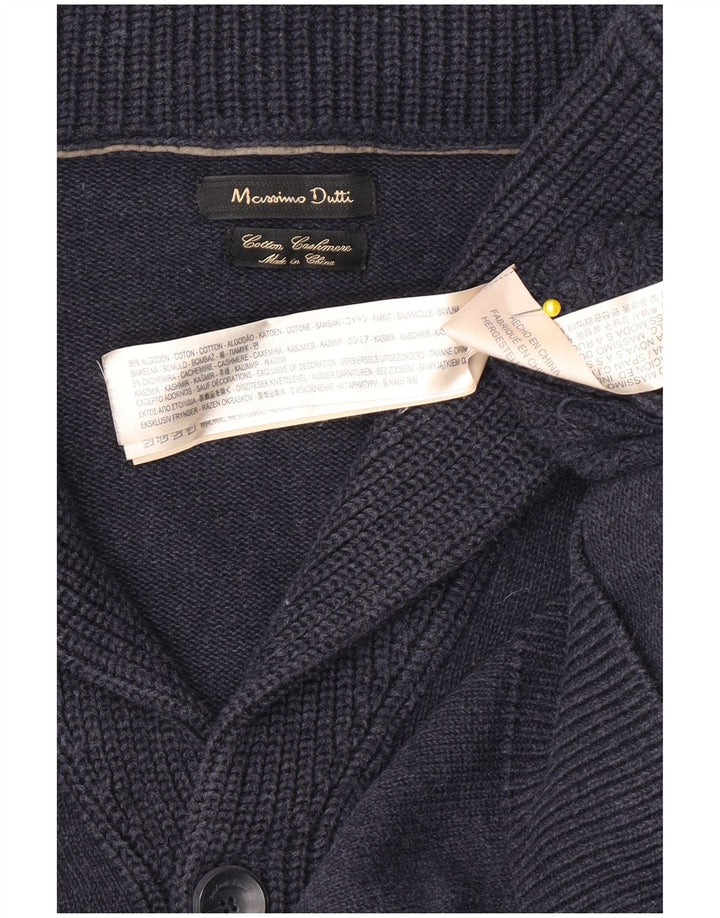 Ανδρικό πουλόβερ ζακέτα Massimo Dutti, μεσαίο μπλε βαμβακερό