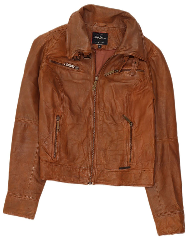 PEPE Jeans Γυναικείο Δερμάτινο Μπουφάν UK 18 XL Καφέ