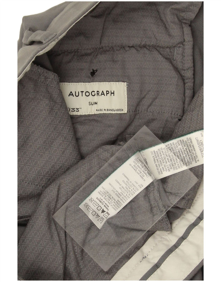 MARKS & SPENCER Ανδρικό Autograph Slim παντελόνι Chino W32 L33 Γκρι βαμβακερό
