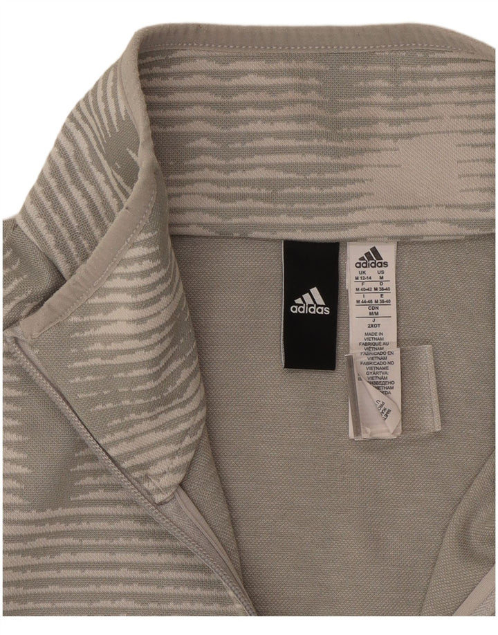 Γυναικεία αθλητική φόρμα ADIDAS Top Jacket UK 12/14 Μεσαίο γκρι ριγέ πολυεστέρα