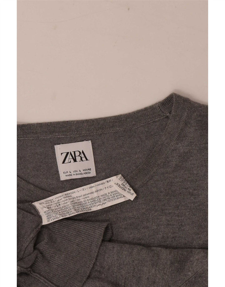 Ανδρικό πουλόβερ Zara Crew Neck Jumper Μεγάλη γκρι βισκόζη