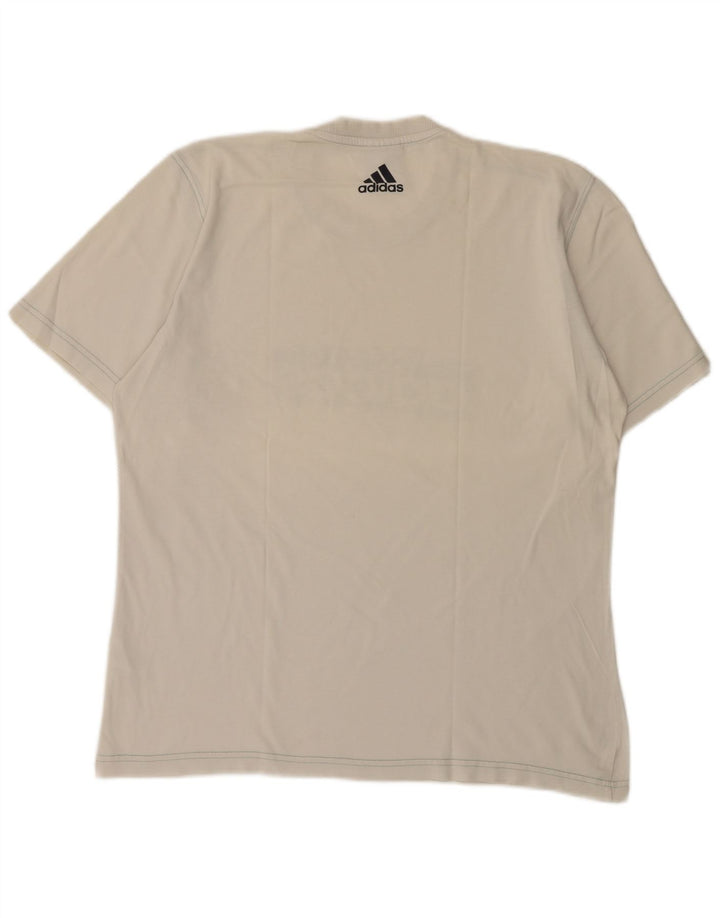 Ανδρικό γραφικό T-Shirt Adidas Top από μεσαίο λευκό βαμβακερό