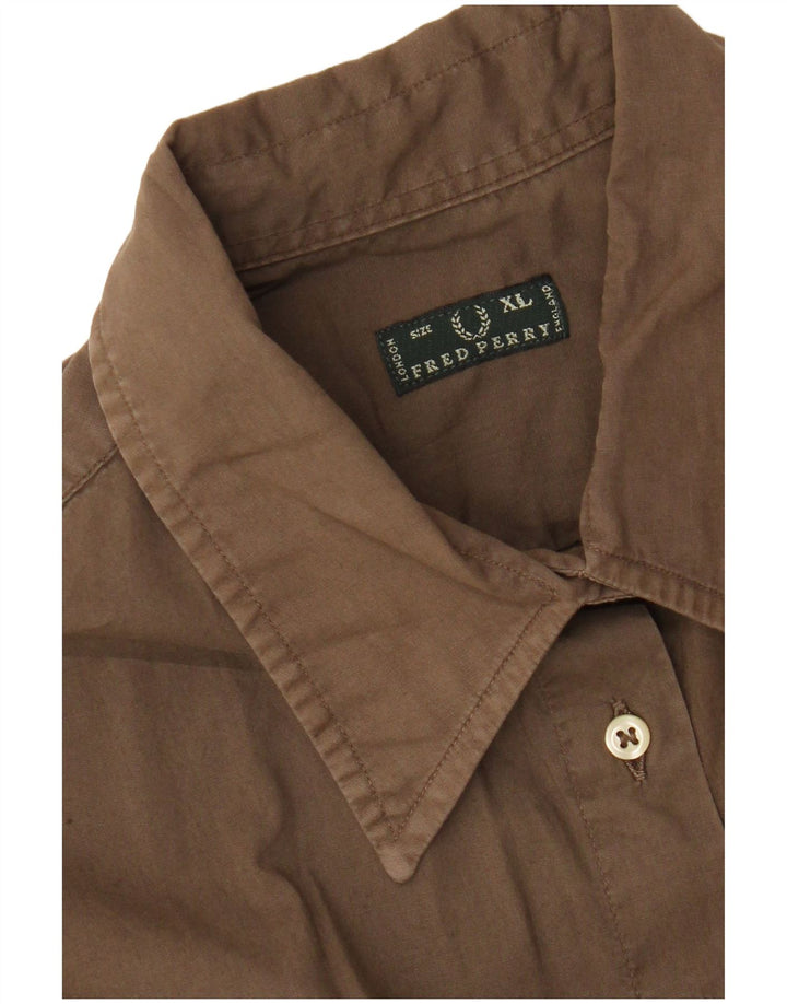 Fred Perry γυναικείο πουκάμισο UK 18 XL καφέ βαμβακερό