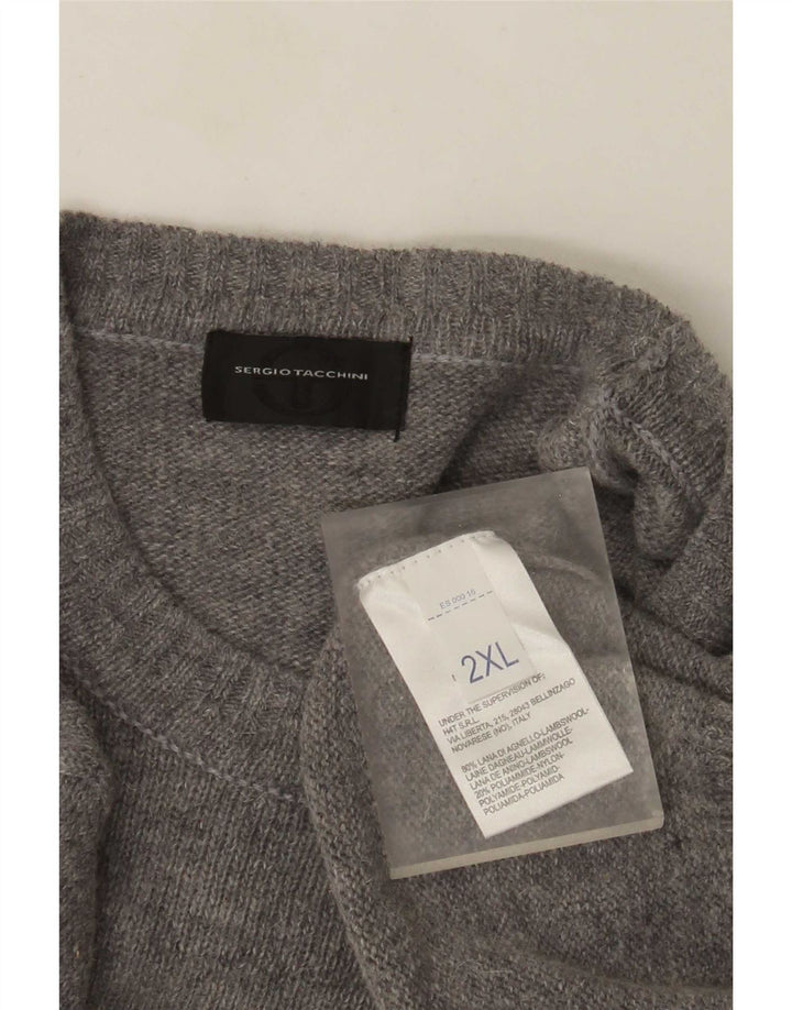 Sergio Tacchini Ανδρικό πουλόβερ με λαιμόκοψη 2XL γκρι μαλλί