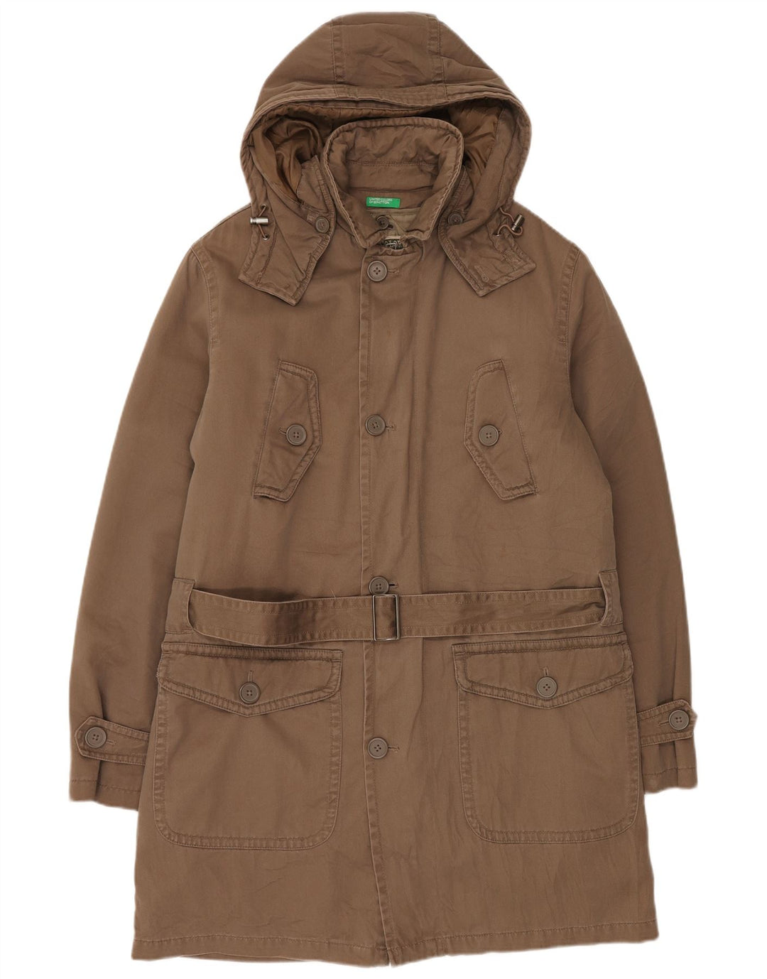 BENETTON Ανδρικό μπουφάν Parka με κουκούλα IT 48 Μεσαίο Καφέ Πολυεστέρας