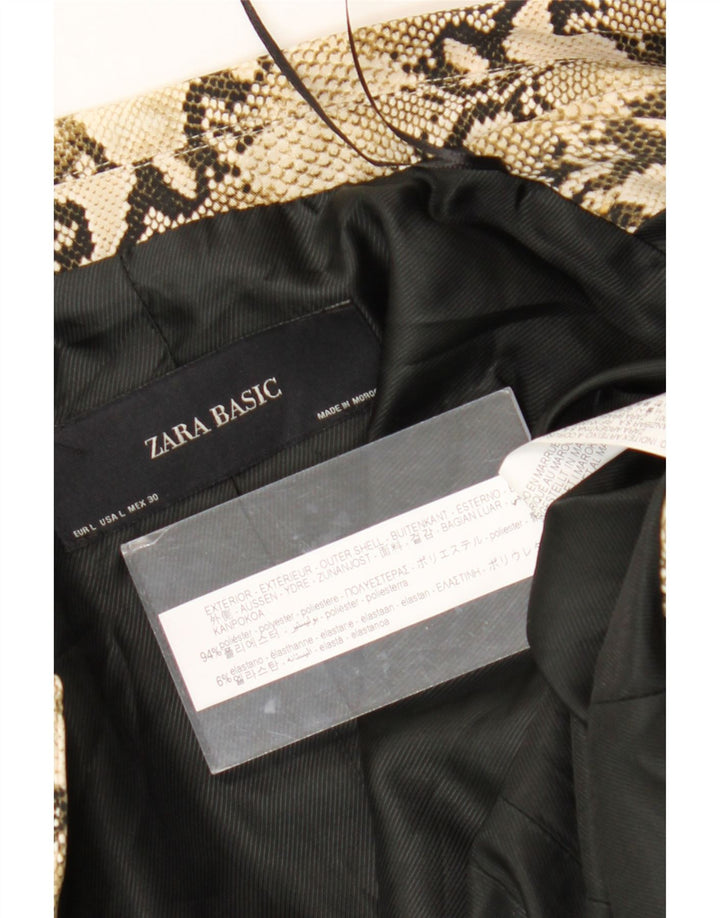 Zara Γυναικείο Σακάκι Μπλέιζερ UK 14 Μεγάλο Μπεζ Animal Print Polyester
