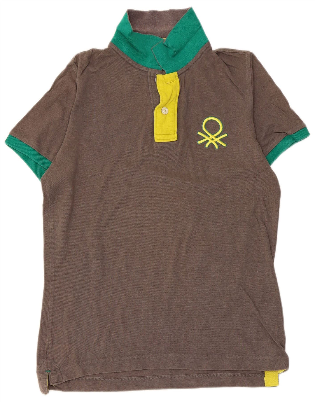 BENETTON Ανδρικό Πόλο Μπλουζάκι Μεσαίο Γκρι Βαμβακερό