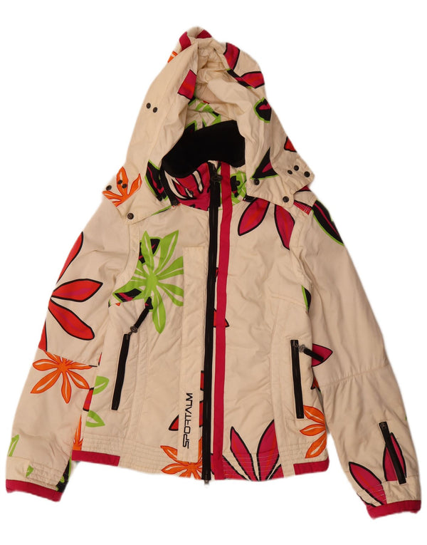 Sportalm Γυναικείο μπουφάν σκι με κουκούλα EU 38 Medium Off White Floral Polyamide