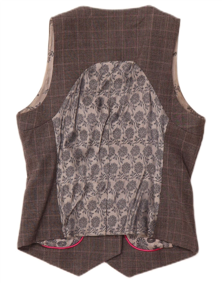 TED BAKER Γυναικείο γιλέκο με διπλό στήθος Μέγεθος 2 Small Grey Check Wool
