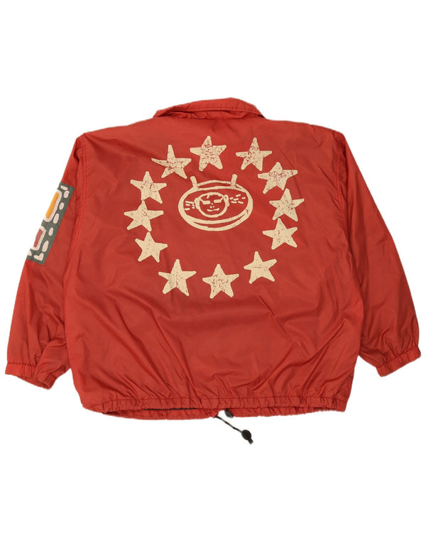 VINTAGE Ανδρικό γραφικό μπουφάν βροχής UK 44 2XL Red Nylon