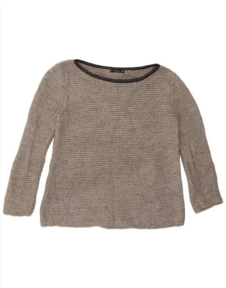 Zara Γυναικείο πουλόβερ με λαιμόκαυστο UK 14 Medium Grey