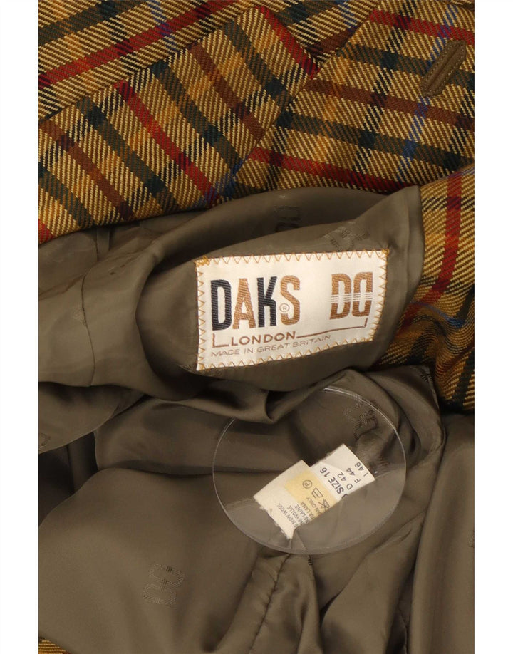 DAKS Γυναικείο σακάκι blazer UK 16 μεγάλο χακί μαλλί Gingham
