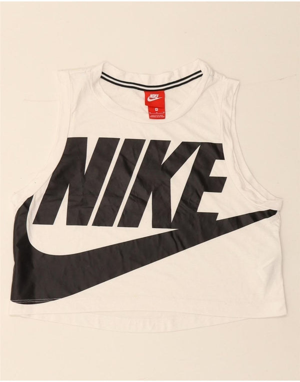 Γυναικείο γραφικό γιλέκο NIKE Crop Top UK 14 Μεσαίο λευκό πολυεστέρας