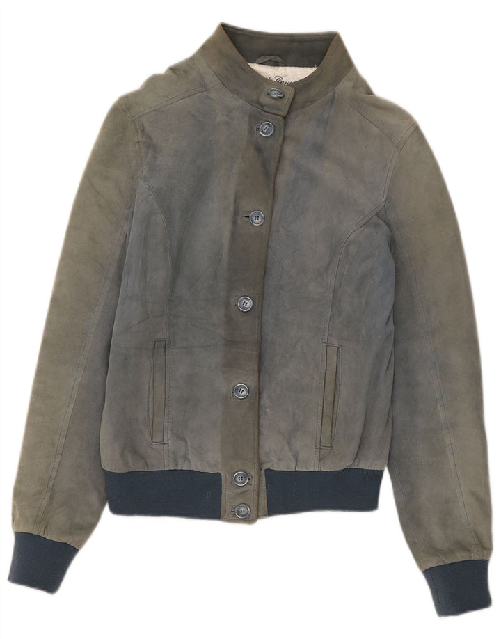 Emanuele Curci Γυναικείο Suede Bomber Jacket IT 44 Medium Grey Colourblock