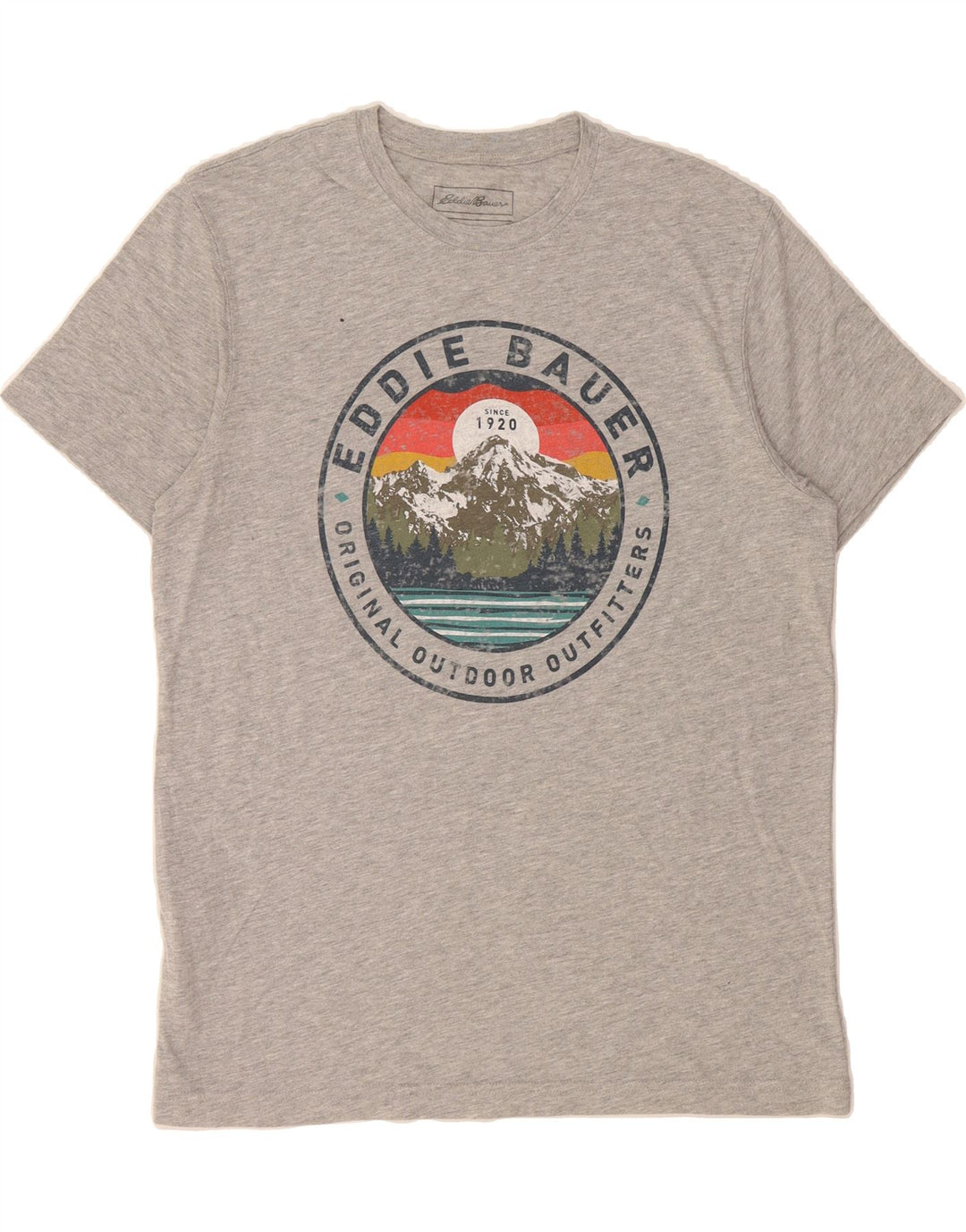 EDDIE BAUER Mens Graphic T-Shirt Top Medium Grey Cotton Vintage Eddie Bauer and Second-Hand Eddie Bauer from Messina Hembry 