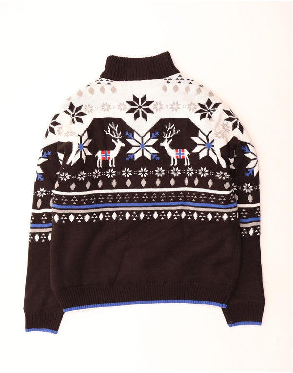 Ανδρικό Nebulus Sherpa πουλόβερ με φερμουάρ UK 42 Large Black Fair Isle