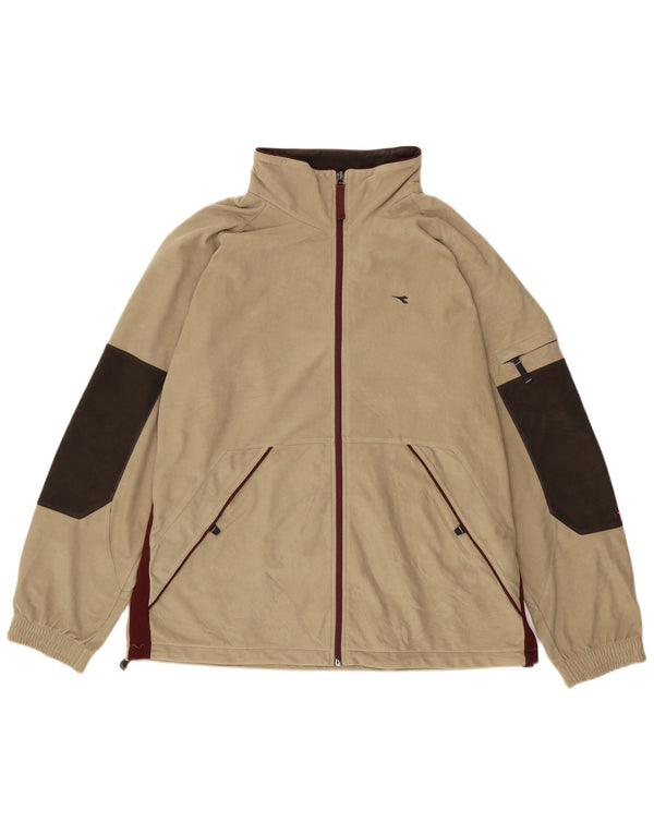 Ανδρική φόρμα βελούδου Diadora Top Jacket UK 48 2XL Beige Colourblock