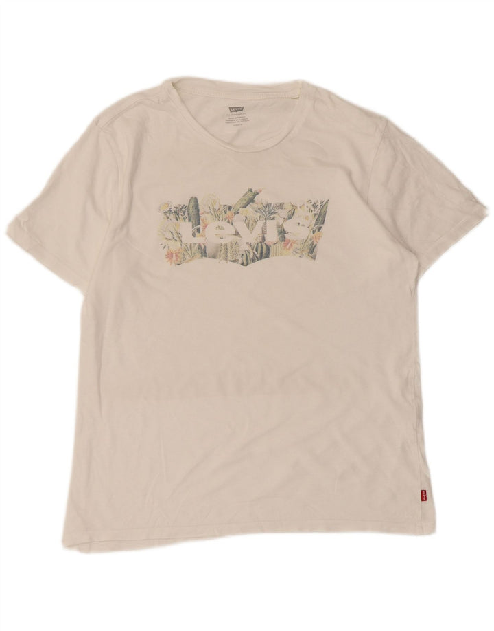 Γυναικείο γραφικό T-Shirt LEVI'S Top UK 10 Small White