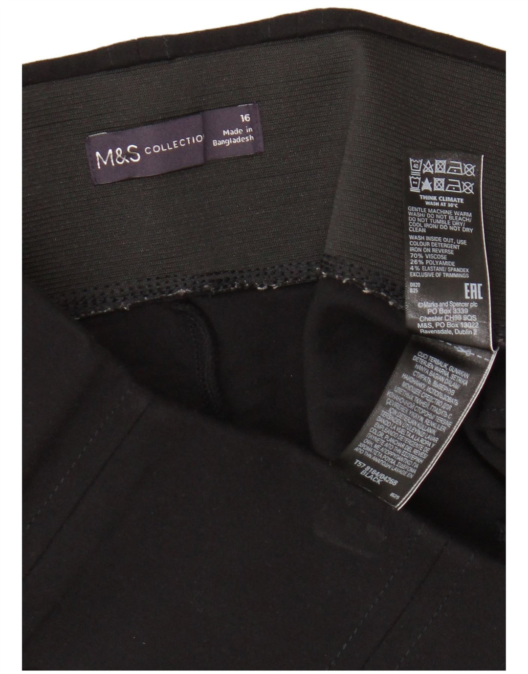 Marks & Spencer Γυναικεία κολάν Crop UK 16 Large W32 L27 Black Viscose