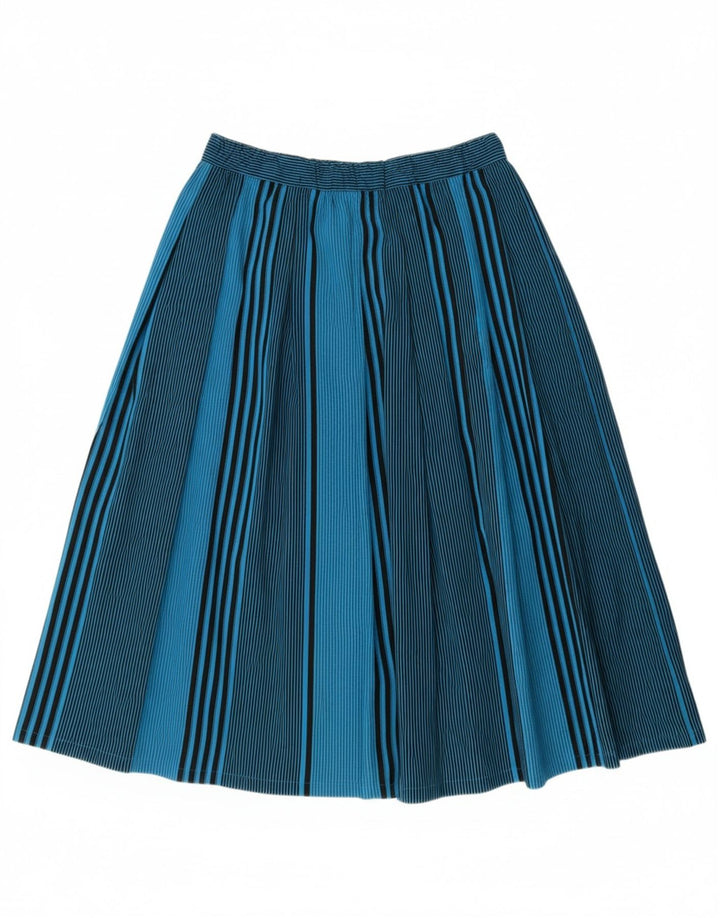 VINTAGE Γυναικεία πλισέ φούστα IT 44 Medium W32 Blue ριγέ πολυεστέρας