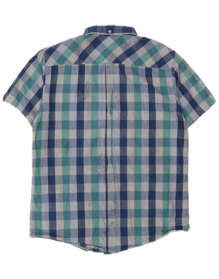 Ben Sherman Ανδρικό κοντομάνικο πουκάμισο μεγάλο μπλε βαμβακερό