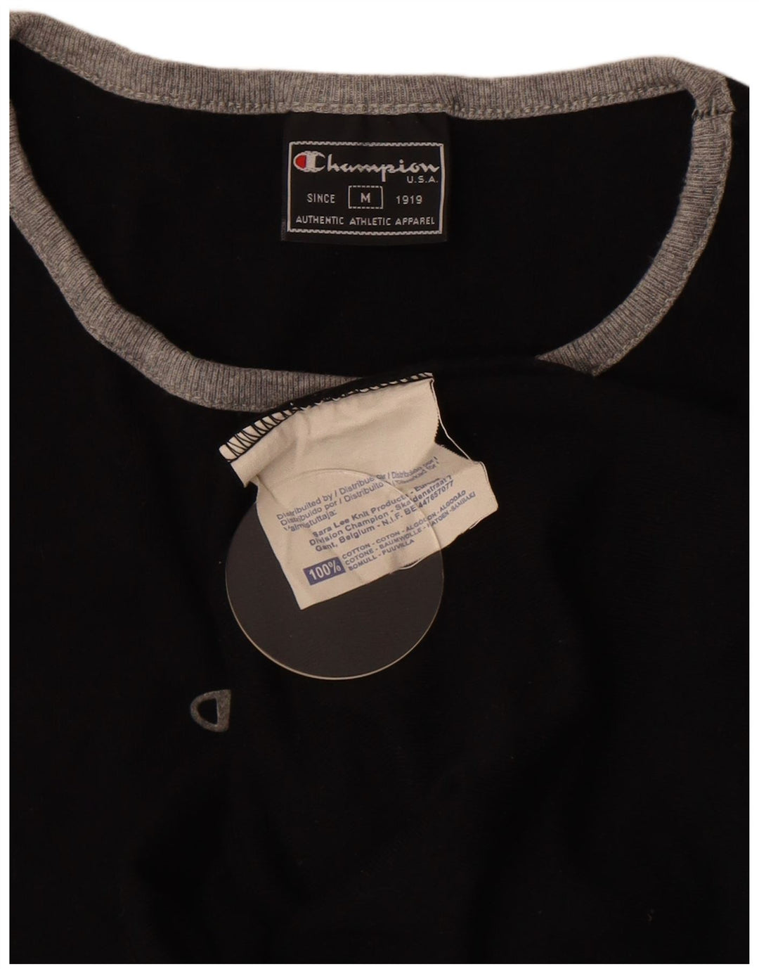 Champion Γυναικείο T-Shirt Top UK 12 Medium Black Cotton