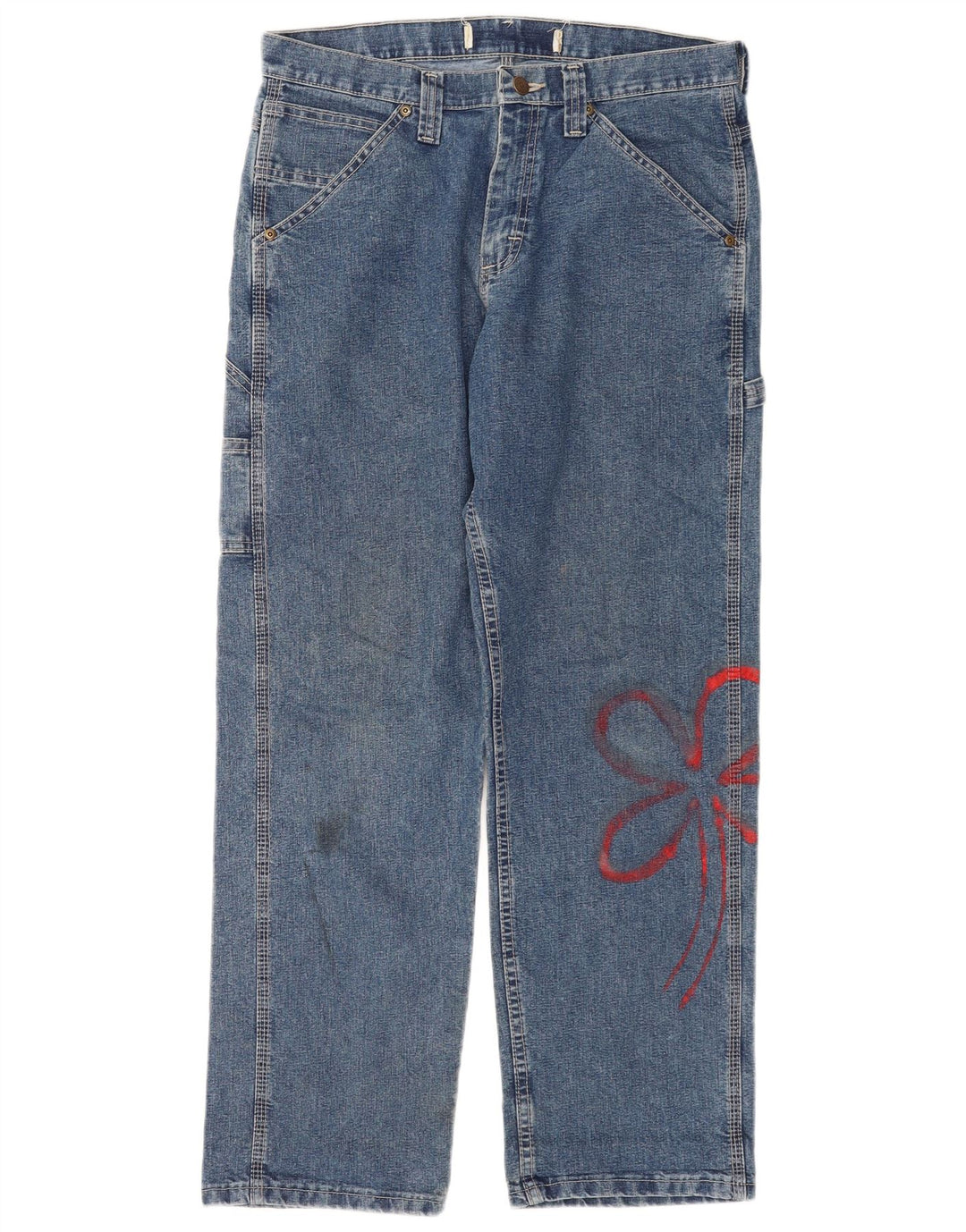 Lee Womens Cargo Straight Jeans W32 L30 Blue Floral Βαμβακερό