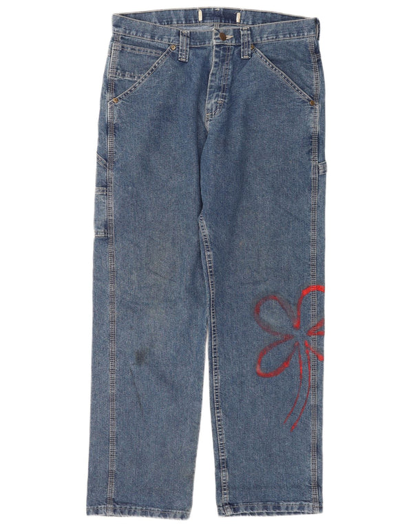 Lee Womens Cargo Straight Jeans W32 L30 Blue Floral Βαμβακερό