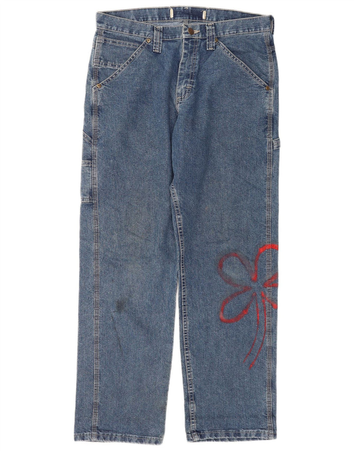 Lee Womens Cargo Straight Jeans W32 L30 Blue Floral Βαμβακερό