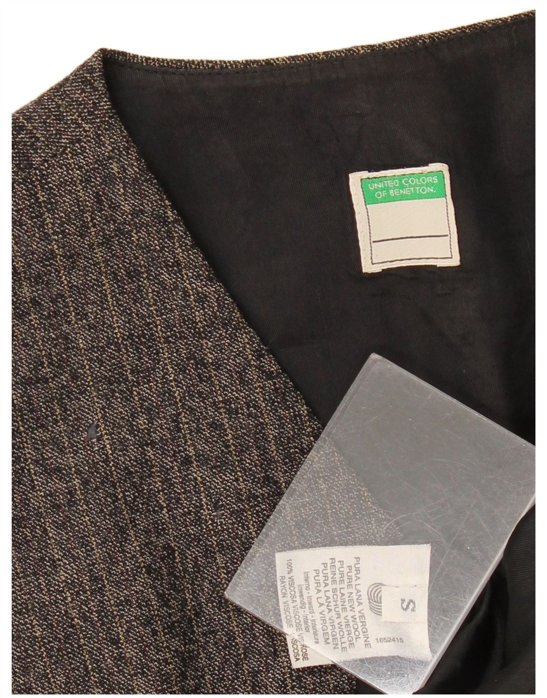 BENETTON Γυναικείο σακάκι Longline Blazer UK 10 Small Grey Pinstripe