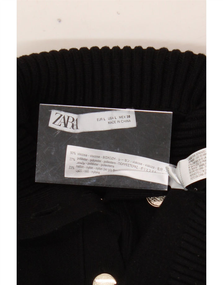 ZARA Womens Oversized Cardigan Sweater UK 16 Large Black Viscose Vintage Zara and Second-Hand Zara from Messina Hembry 