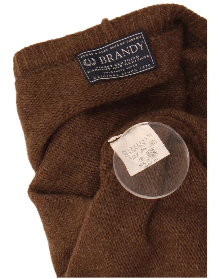 Γυναικεία ζακέτα VINTAGE Crop UK 14 Μαλλί αρνιού μεσαίου καφέ