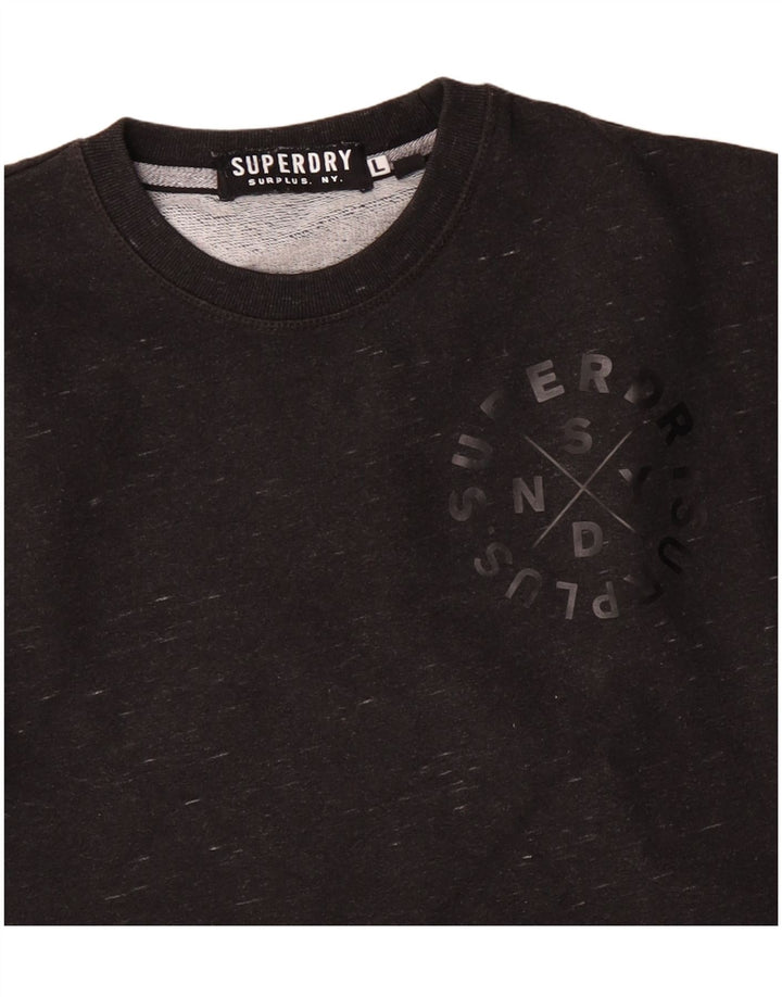 Superdry Γυναικεία γραφική φούτερ Jumper UK 16 Large Black Flecked Cotton
