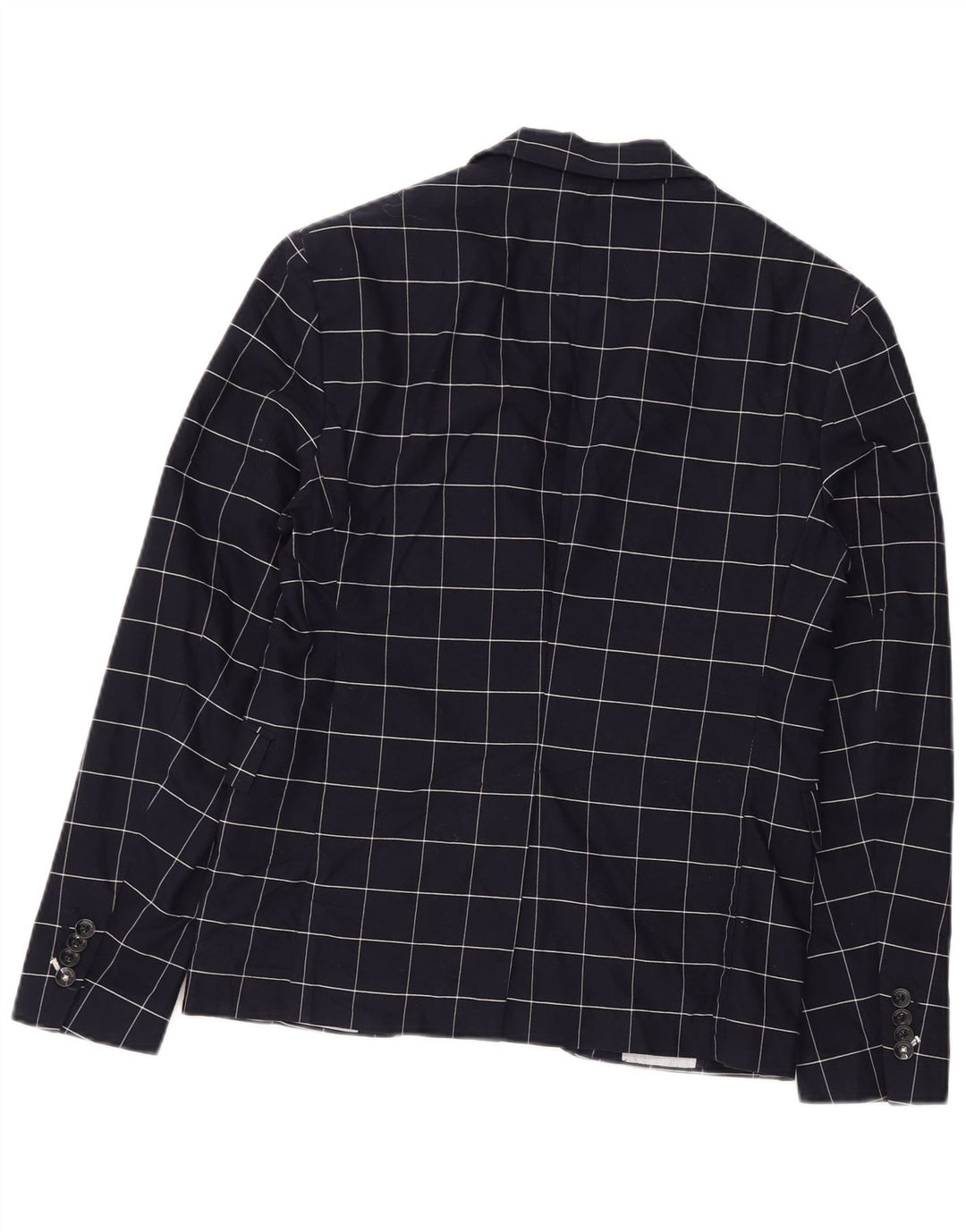 Zara Ανδρικό σακάκι μπλέιζερ με 2 κουμπιά EU 46 Small Navy Blue Check Cotton